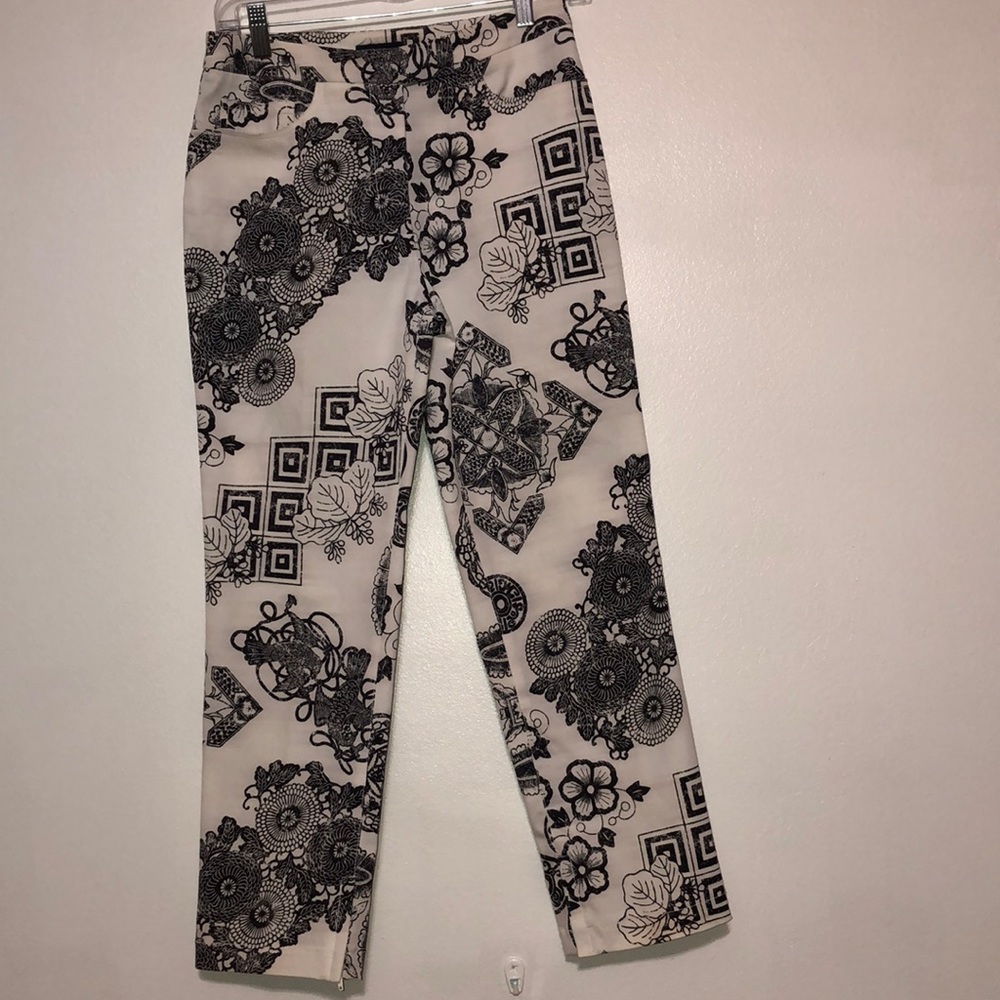 Kenzo Black & Cream Patterned Cropped Pants